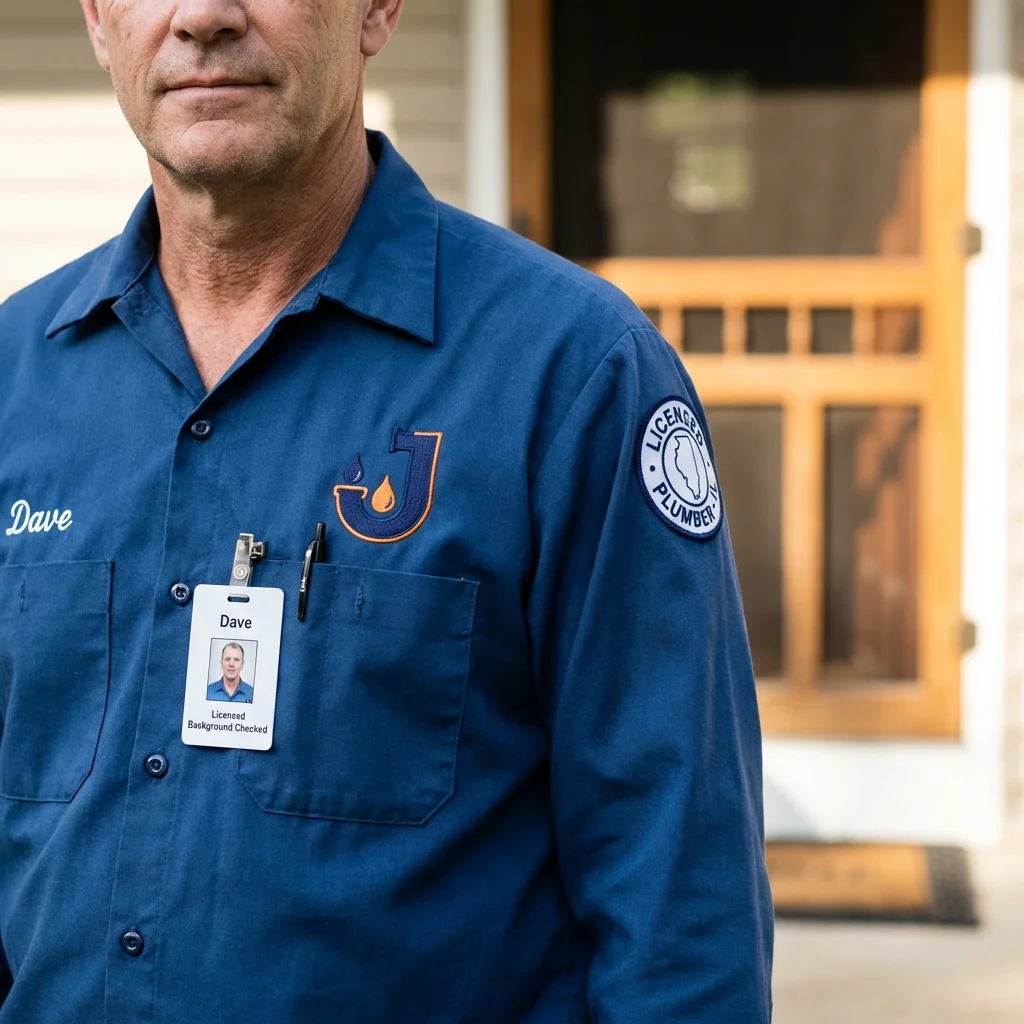 Licensed plumber showing ID badge in Karnes City, TX