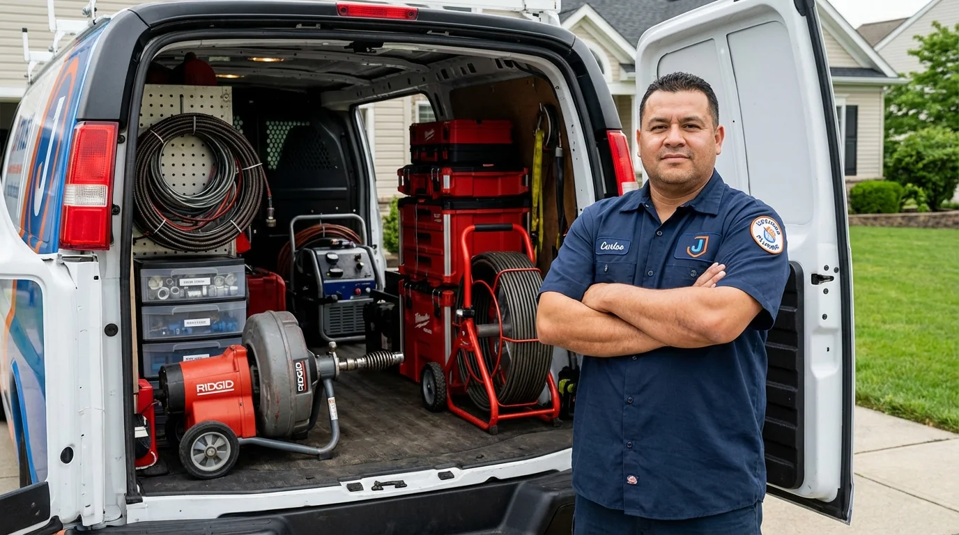 Professional drain cleaning equipment and Johns Plumbing LLC plumber in Karnes City