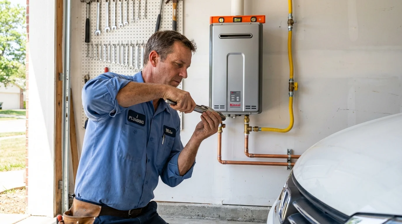 Tankless water heater installation by a Johns Plumbing LLC plumber in Karnes City